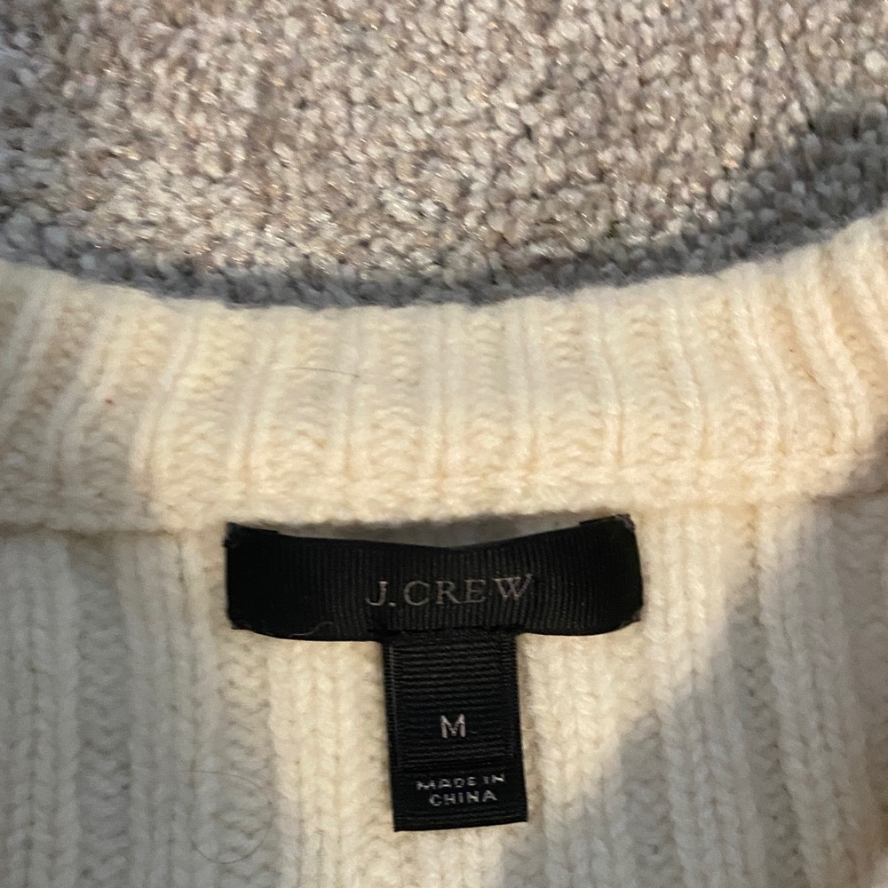 J. Crew creamy white Hawthorne pom pom Textured Crew Neck Sweater - Picture 4 of 7